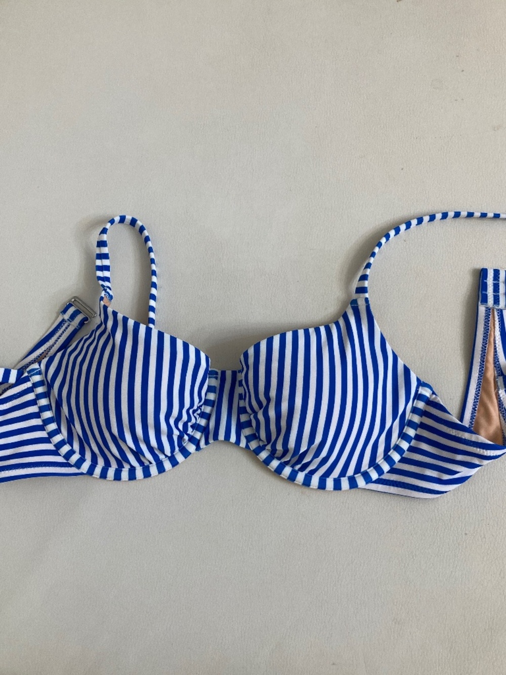 J. Crew Bathing Suit Top Blue White Striped Size 36A